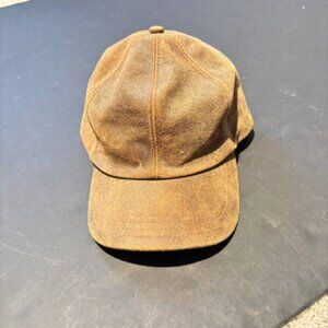 Vintage Men's Henschel OSFA Leather Suede Tan Brown Adjustable Baseball Hat USA
